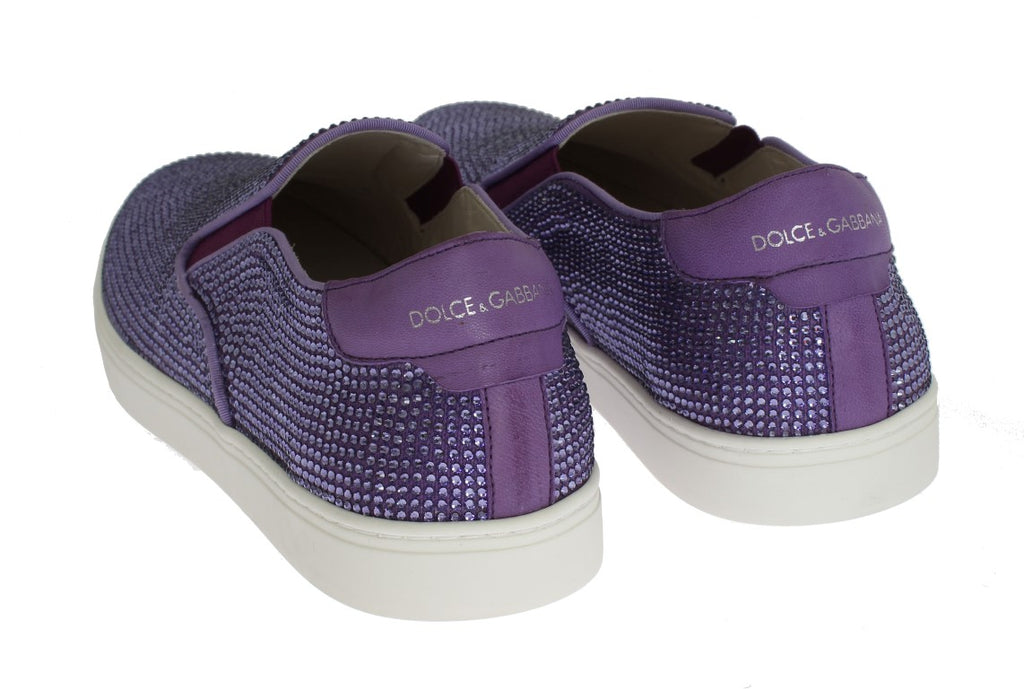 Dolce &amp; Gabbana Elegante Lila Strass Fashion Sneakers