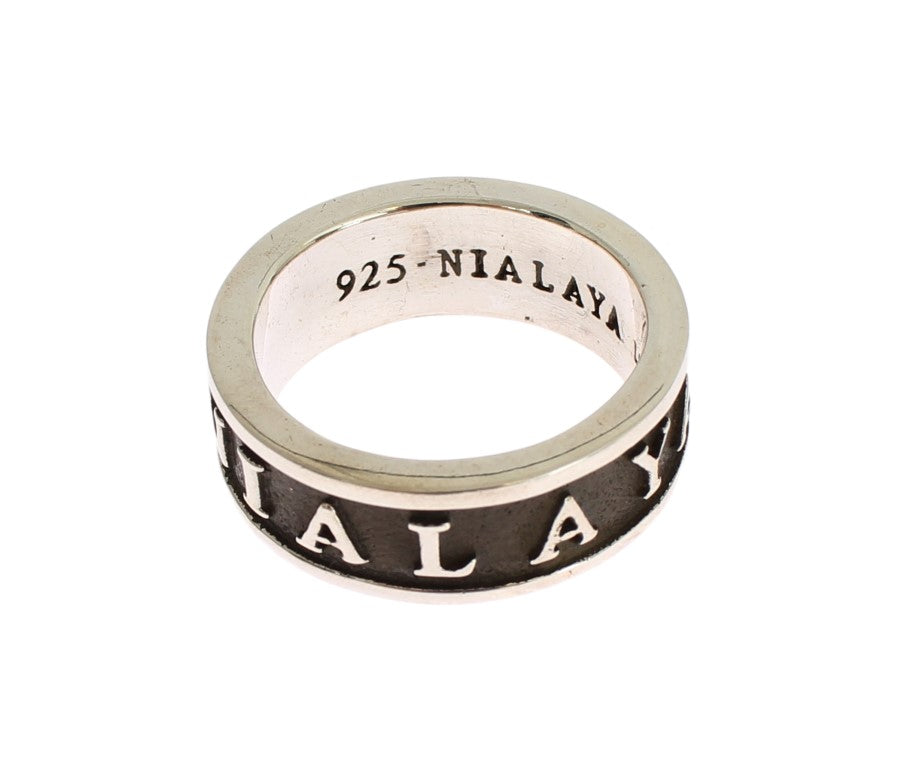 Nialaya Eleganter Sterling-Ring für Herren in Silber und Schwarz