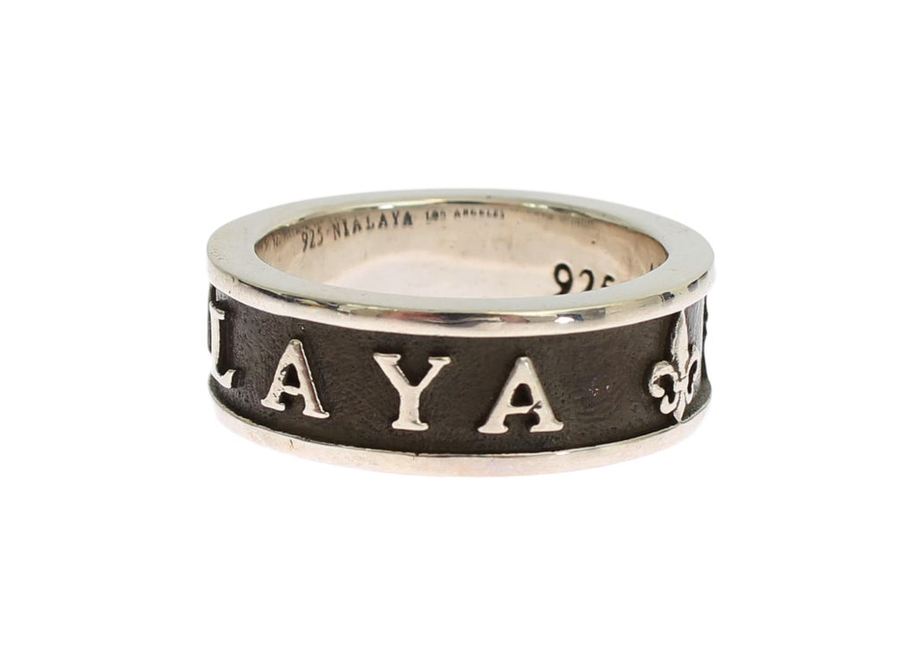 Nialaya Eleganter Sterling-Ring für Herren in Silber und Schwarz