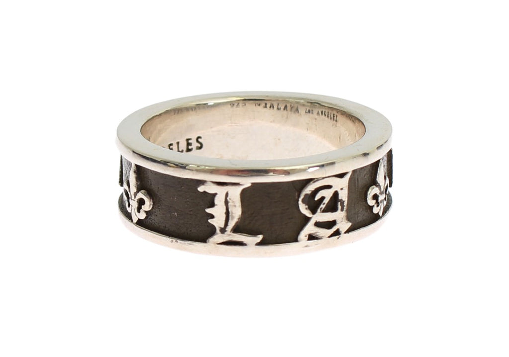 Nialaya Eleganter Sterling-Ring für Herren in Silber und Schwarz