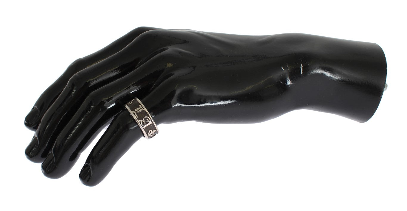 Nialaya Eleganter Sterling-Ring für Herren in Silber und Schwarz