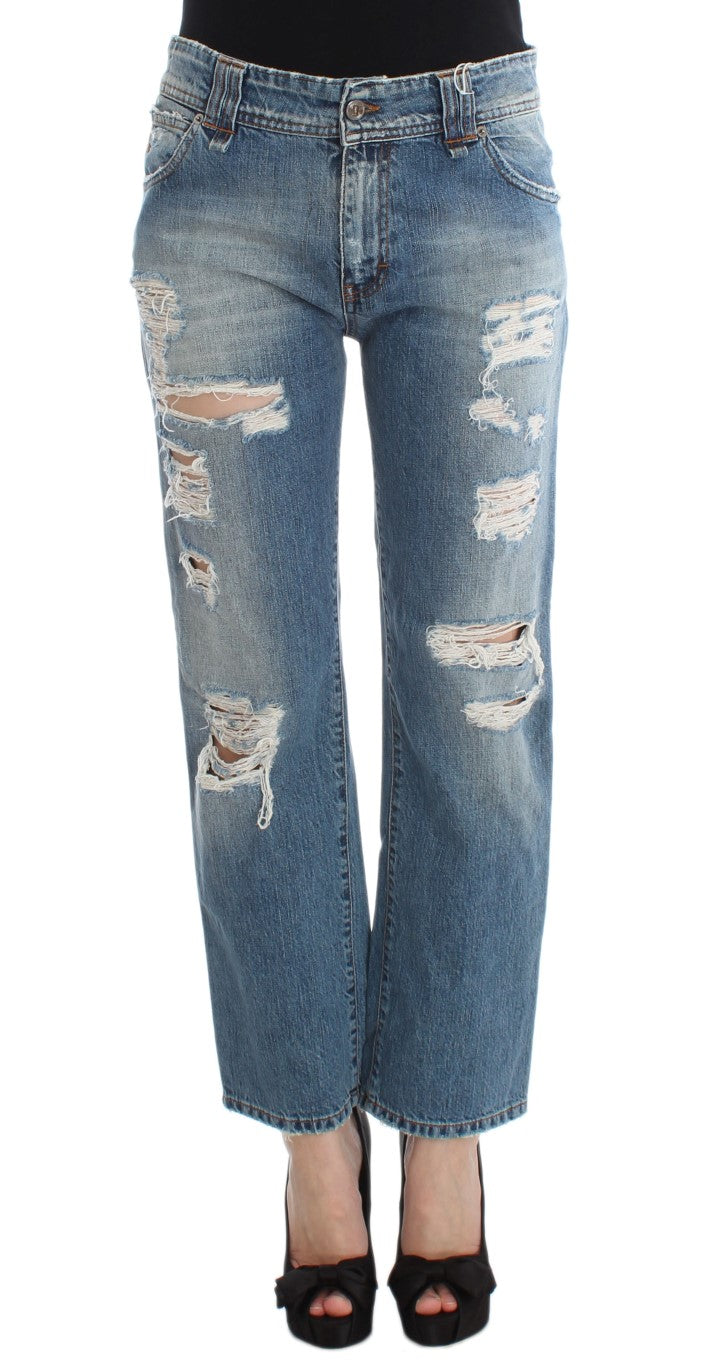 John Galliano – Schicke Boyfriendjeans in blauer Waschung