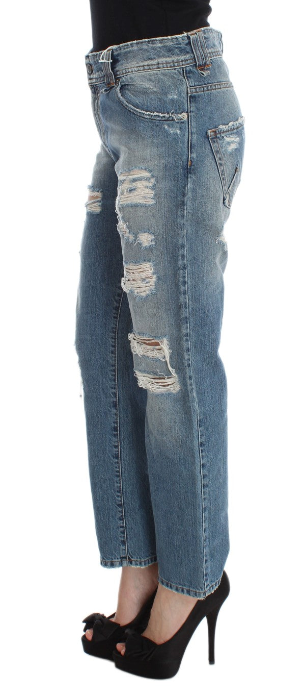 John Galliano – Schicke Boyfriendjeans in blauer Waschung