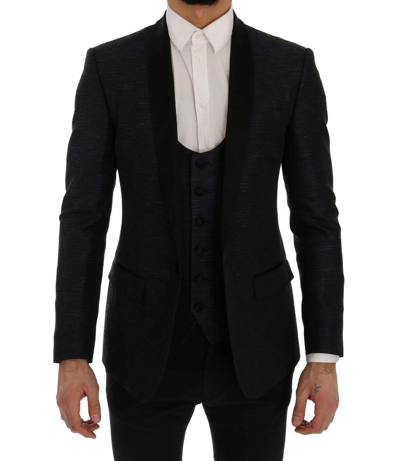 Dolce &amp; Gabbana – Elegantes Slim-Fit-Anzug-Ensemble in Blau und Schwarz