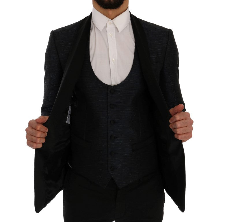 Dolce &amp; Gabbana – Elegantes Slim-Fit-Anzug-Ensemble in Blau und Schwarz