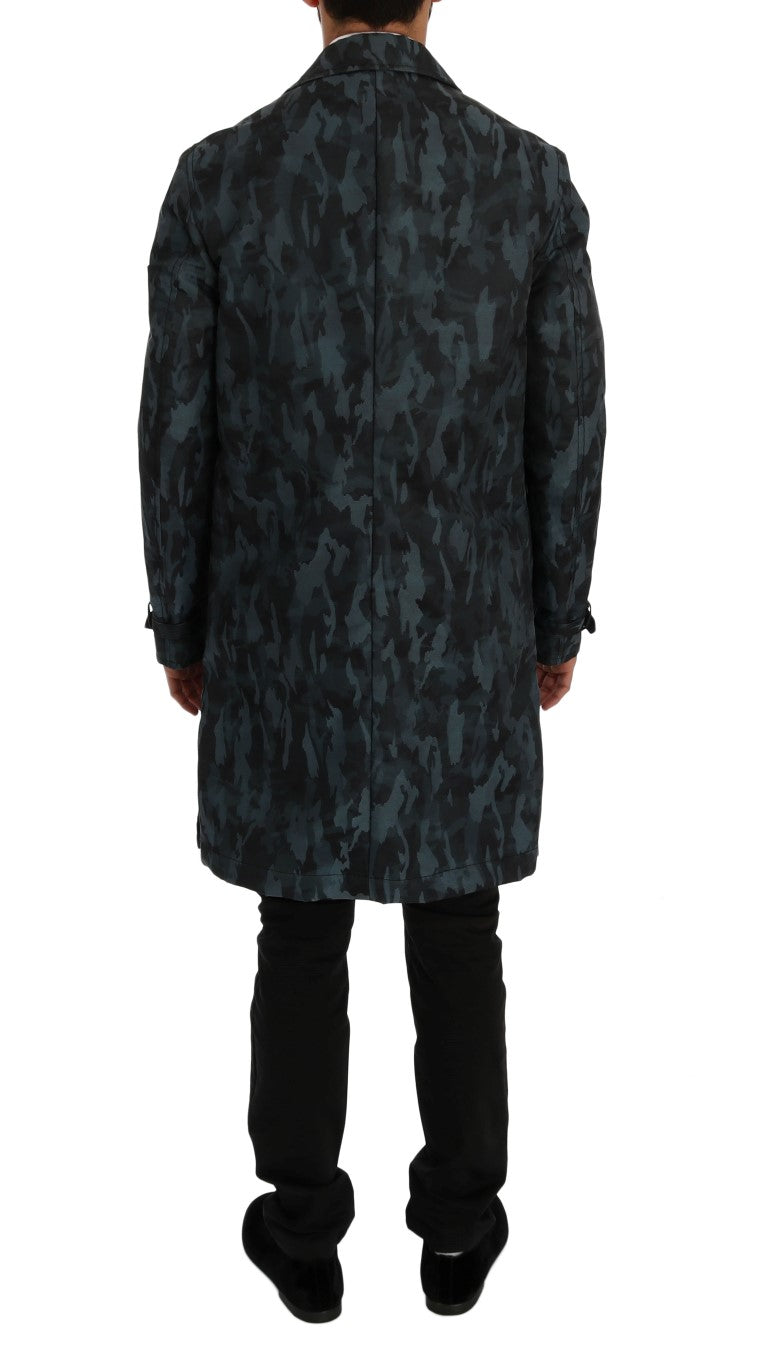 Dolce &amp; Gabbana Blauer Camouflage-Trenchcoat Elegance