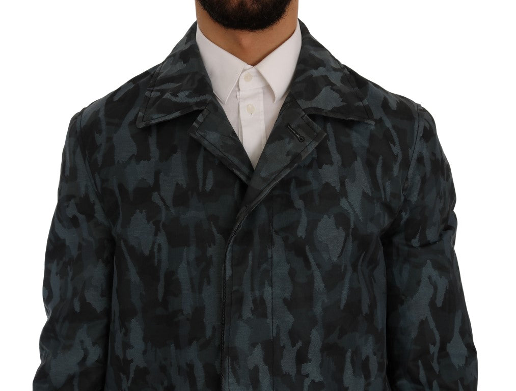 Dolce &amp; Gabbana Blauer Camouflage-Trenchcoat Elegance