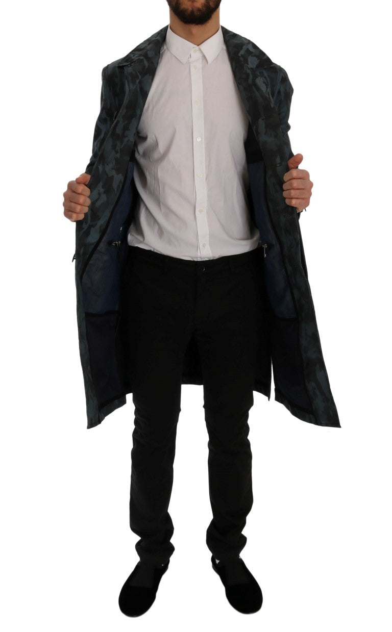 Dolce &amp; Gabbana Blauer Camouflage-Trenchcoat Elegance