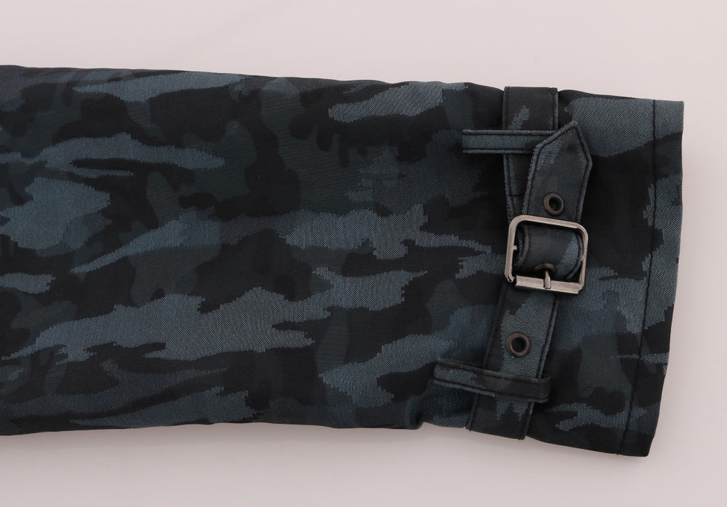 Dolce &amp; Gabbana Blauer Camouflage-Trenchcoat Elegance