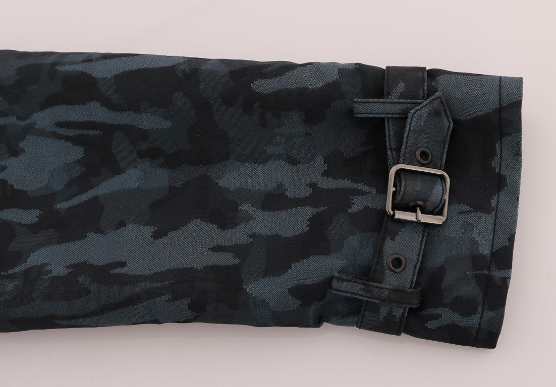 Dolce &amp; Gabbana Blauer Camouflage-Trenchcoat Elegance