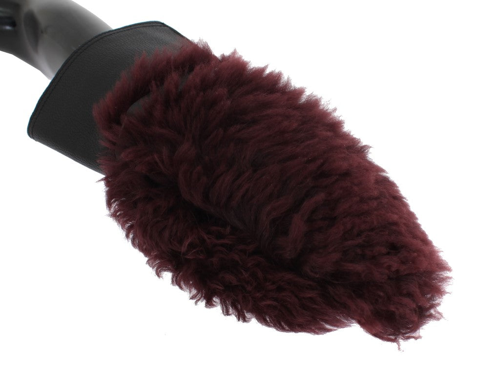Dolce &amp; Gabbana Elegante schwarze und bordeauxrote Lederhandschuhe