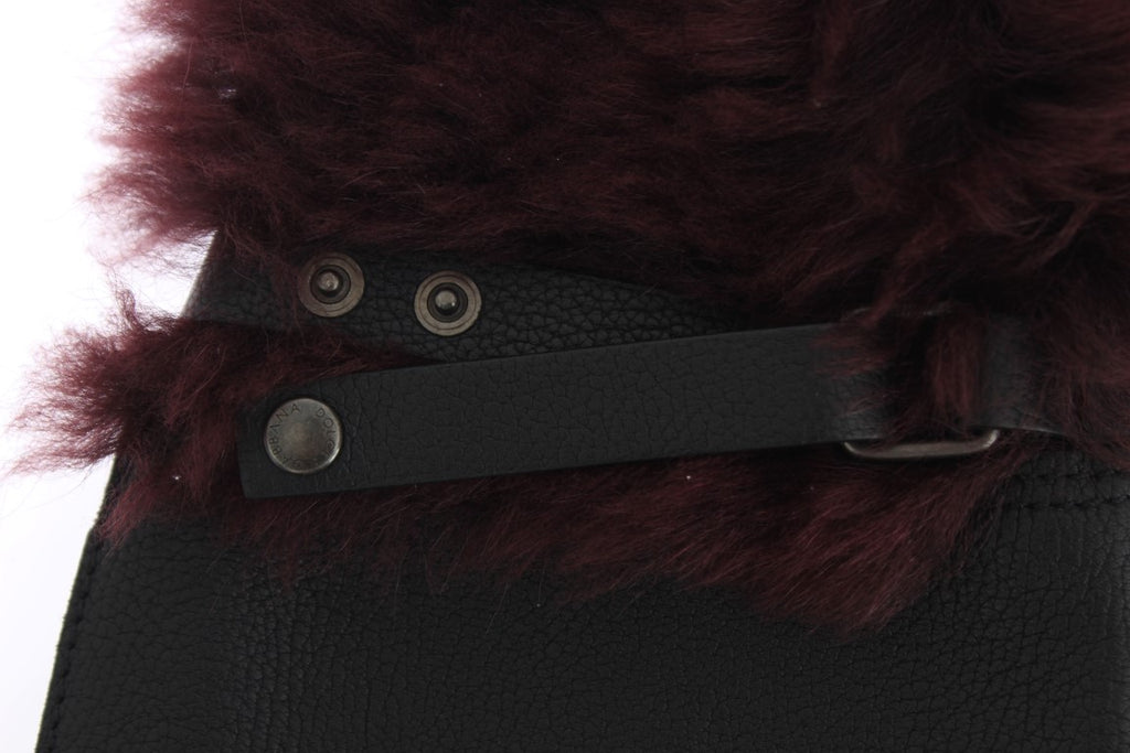 Dolce &amp; Gabbana Elegante schwarze und bordeauxrote Lederhandschuhe