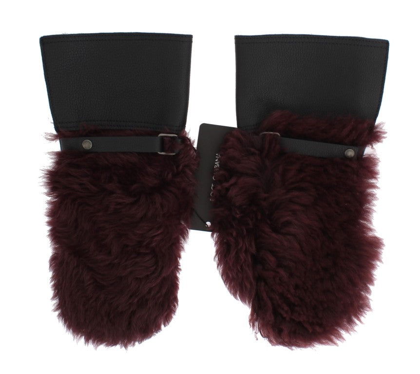 Dolce &amp; Gabbana Elegante schwarze und bordeauxrote Lederhandschuhe