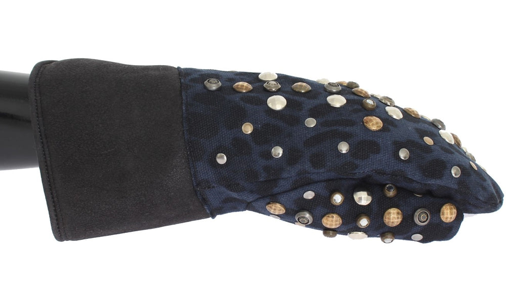 Dolce &amp; Gabbana Schicke graue Handschuhe aus Wolle und Lammfell mit Nietendetails