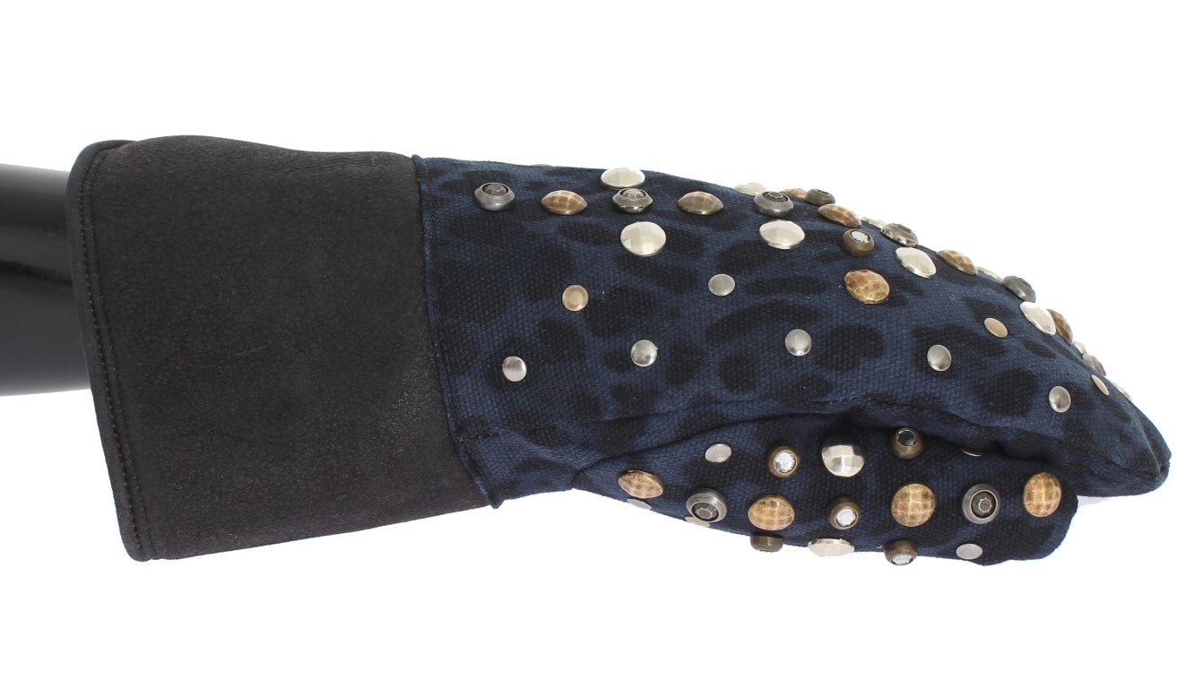 Dolce &amp; Gabbana Schicke graue Handschuhe aus Wolle und Lammfell mit Nietendetails