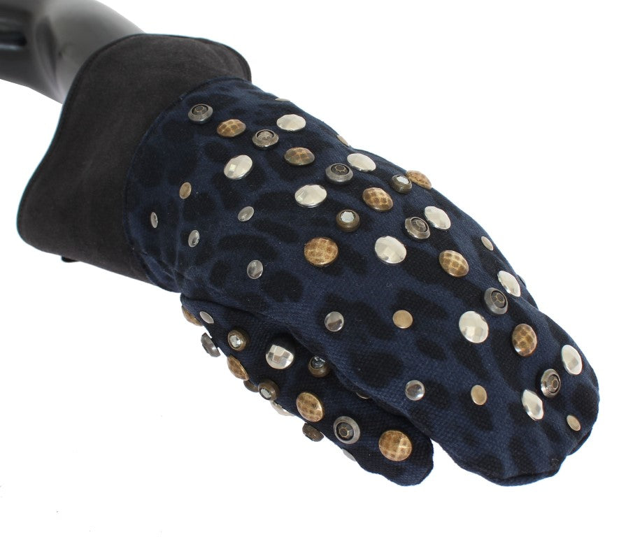 Dolce &amp; Gabbana Schicke graue Handschuhe aus Wolle und Lammfell mit Nietendetails