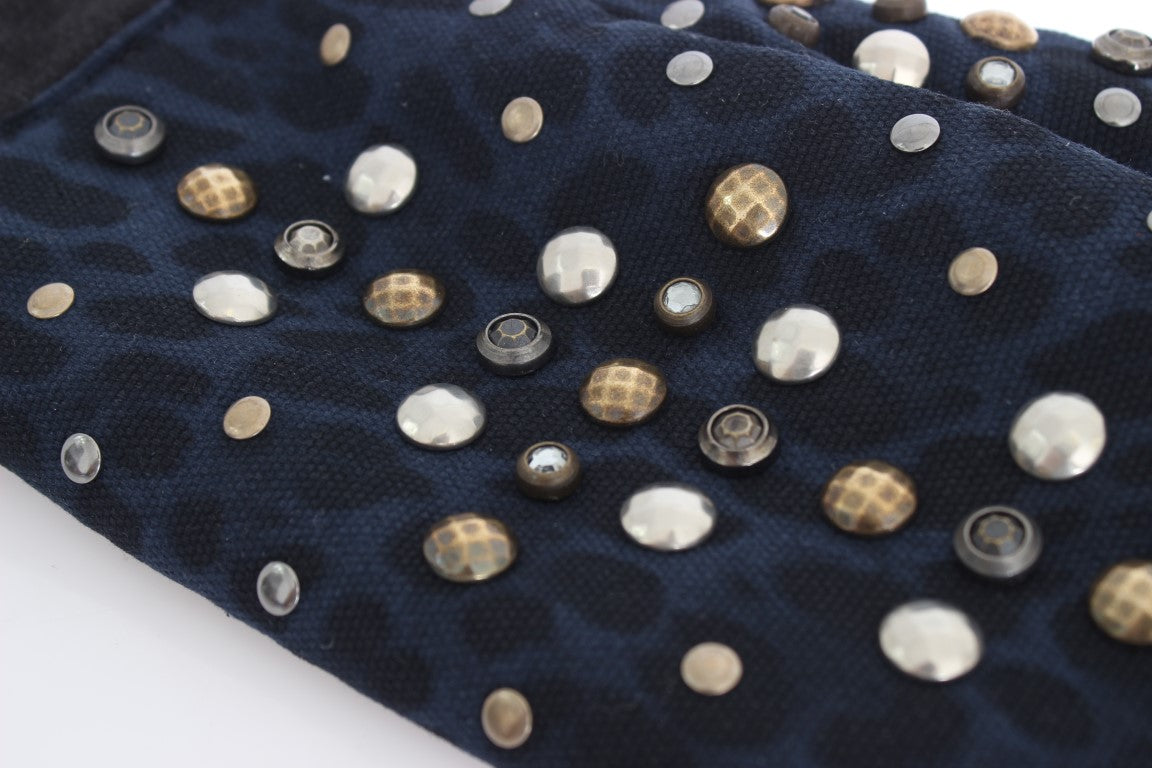 Dolce &amp; Gabbana Schicke graue Handschuhe aus Wolle und Lammfell mit Nietendetails