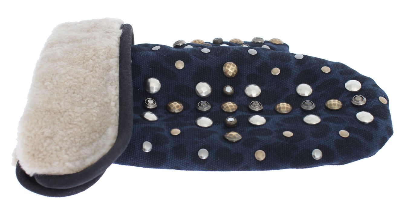 Dolce &amp; Gabbana Schicke graue Handschuhe aus Wolle und Lammfell mit Nietendetails
