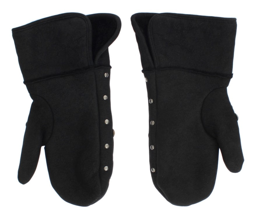 Dolce &amp; Gabbana Elegante, mit Nieten besetzte graue Wollhandschuhe
