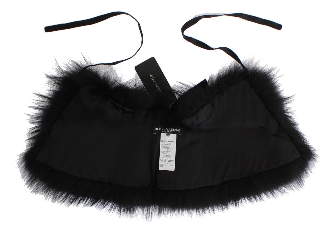 Dolce &amp; Gabbana – Schicker Schulterumhang aus schwarzem Fuchspelz