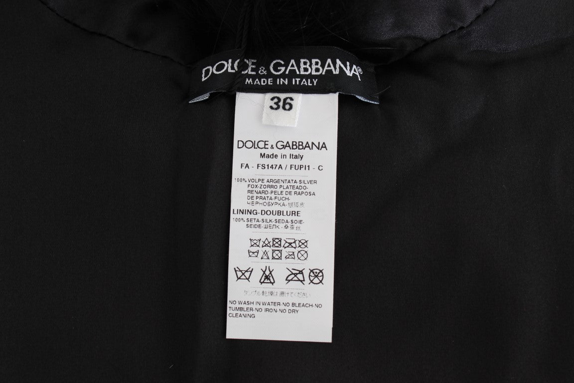 Dolce &amp; Gabbana – Schicker Schulterumhang aus schwarzem Fuchspelz