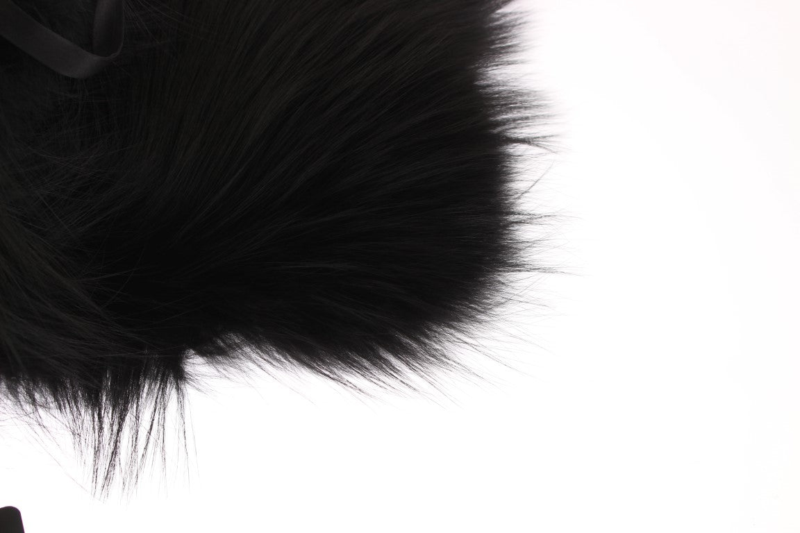 Dolce &amp; Gabbana – Schicker Schulterumhang aus schwarzem Fuchspelz