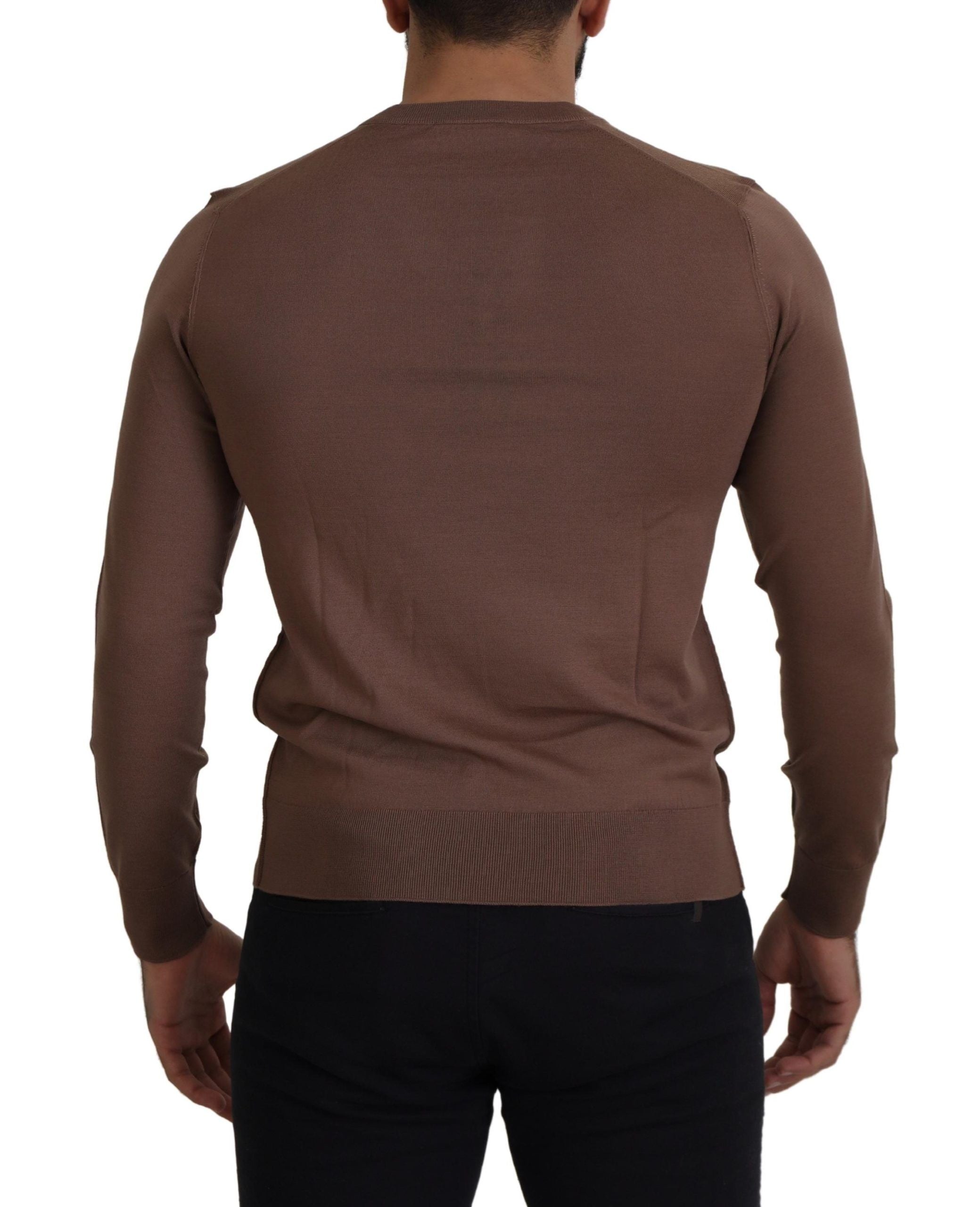 Dolce &amp; Gabbana Brauner Wollpullover für Herren mit V-Ausschnitt
