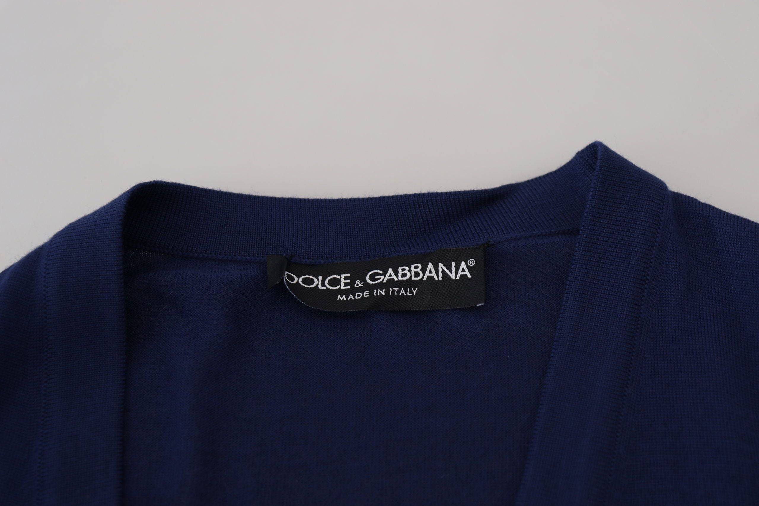 Dolce &amp; Gabbana Eleganter blauer Cardigan-Pullover aus Schurwolle