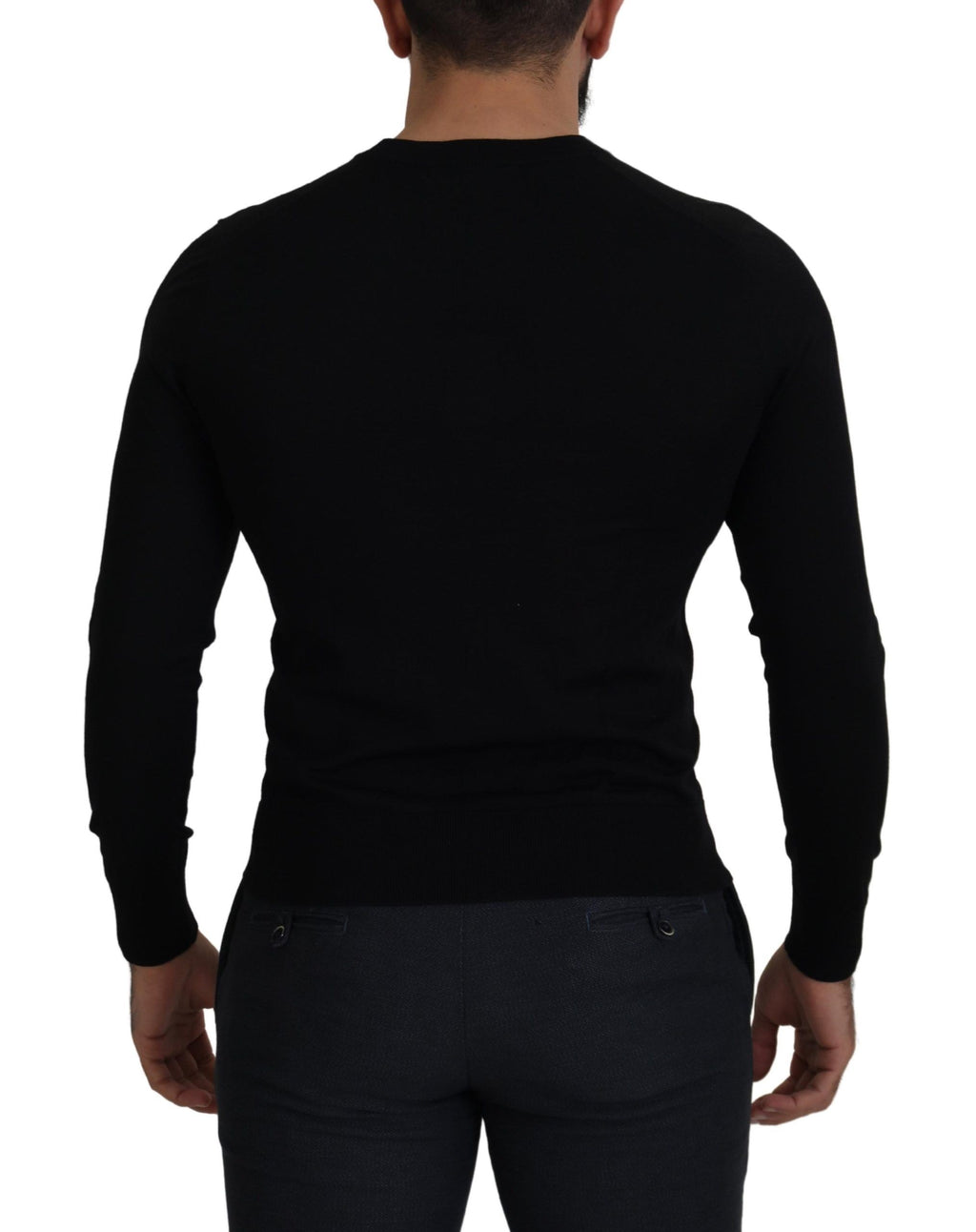 Dolce &amp; Gabbana Elegante schwarze Strickjacke aus Wolle mit Knöpfen