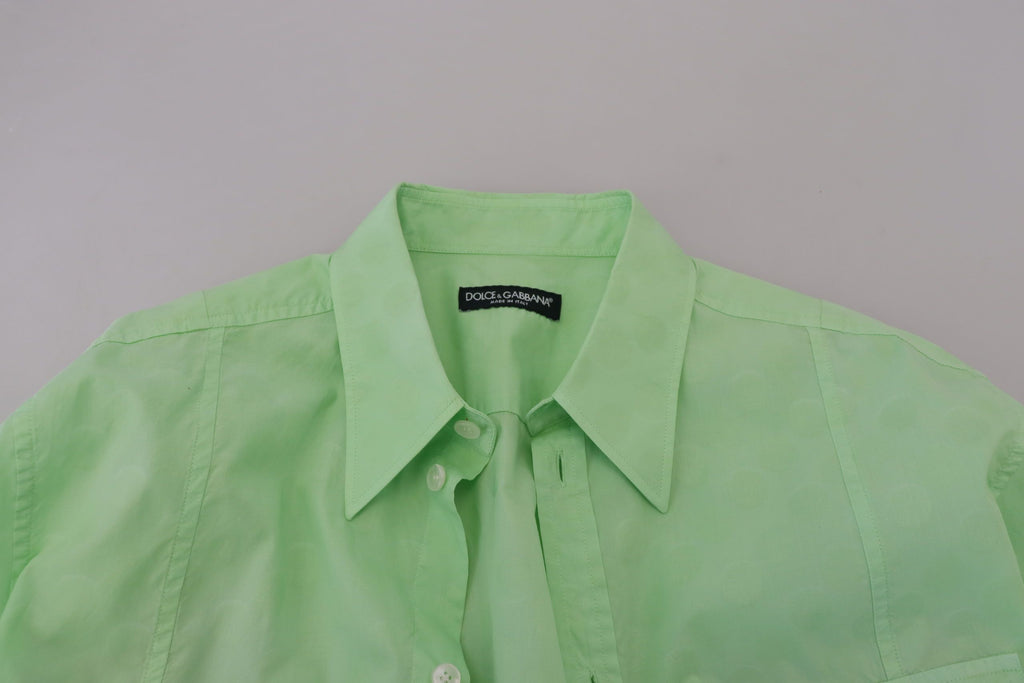 Dolce &amp; Gabbana – Mintgrünes Slim Fit-Hemd mit Button-Down-Kragen