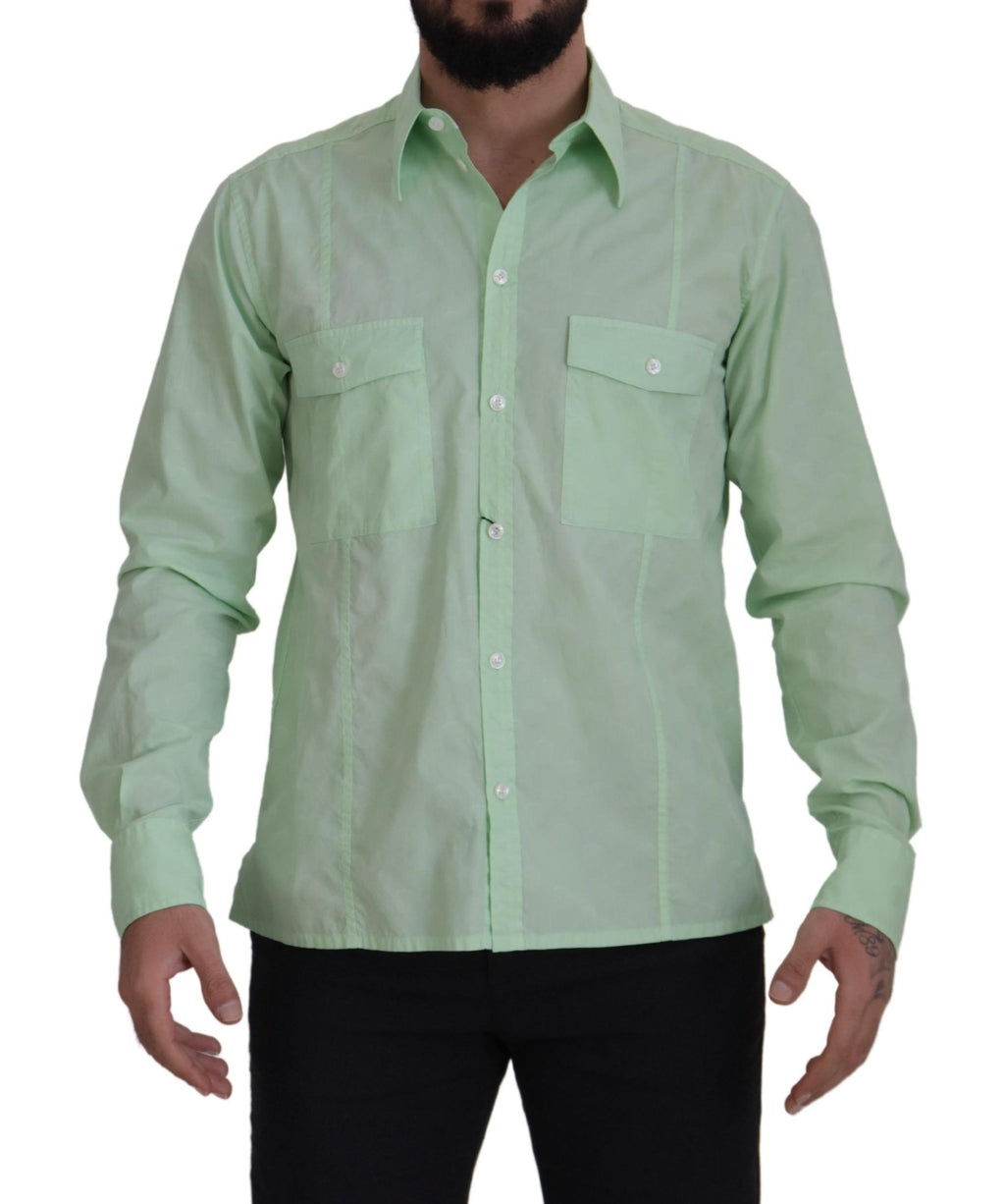 Dolce &amp; Gabbana – Mintgrünes Slim Fit-Hemd mit Button-Down-Kragen