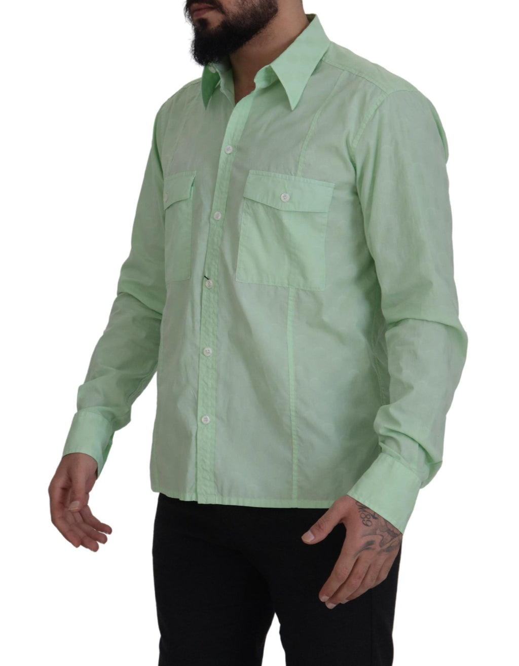 Dolce &amp; Gabbana – Mintgrünes Slim Fit-Hemd mit Button-Down-Kragen