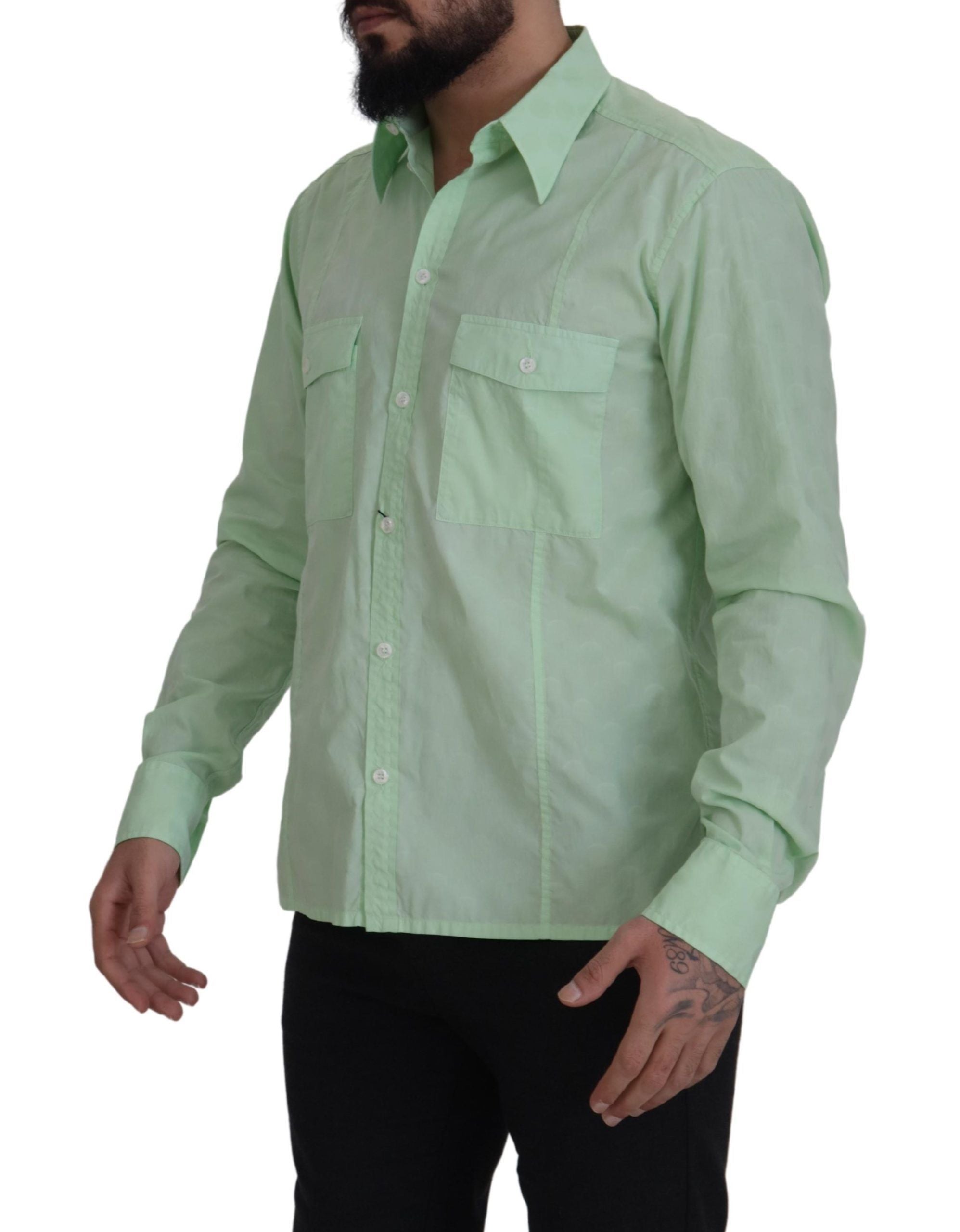 Dolce &amp; Gabbana – Mintgrünes Slim Fit-Hemd mit Button-Down-Kragen