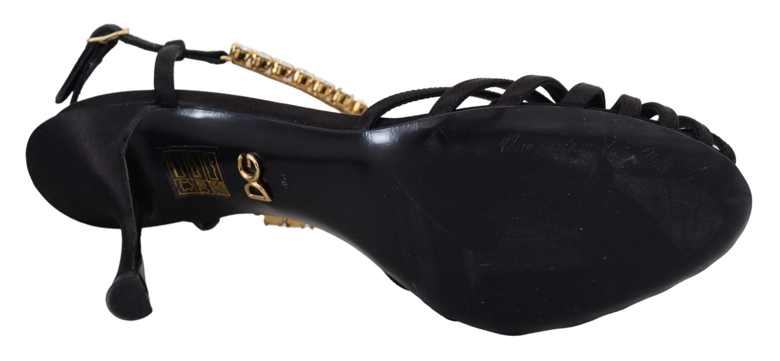 Dolce &amp; Gabbana – Elegante Pumps mit T-Riemen und Kristallen aus Seidenmischung