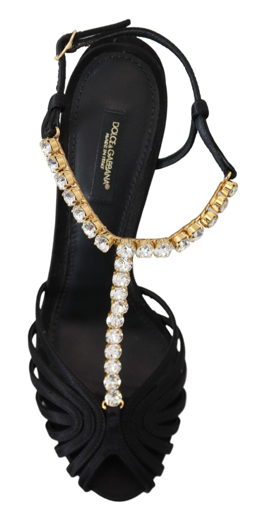 Dolce &amp; Gabbana – Elegante Pumps mit T-Riemen und Kristallen aus Seidenmischung
