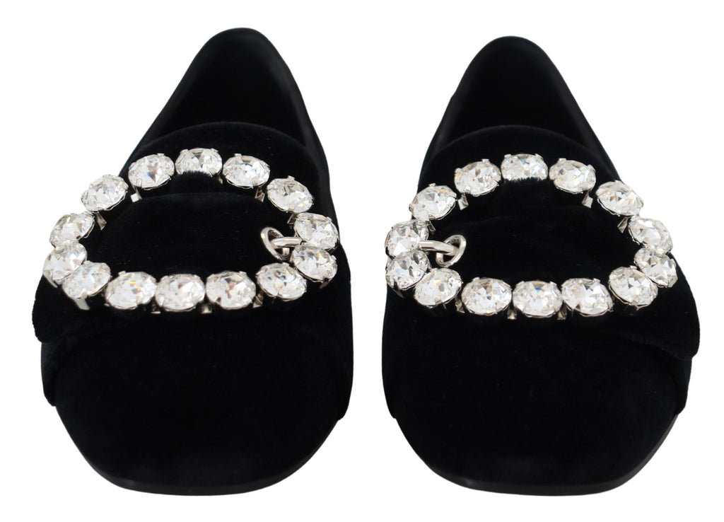 Dolce &amp; Gabbana Schicke Loafer aus Samt mit Kristallverzierung