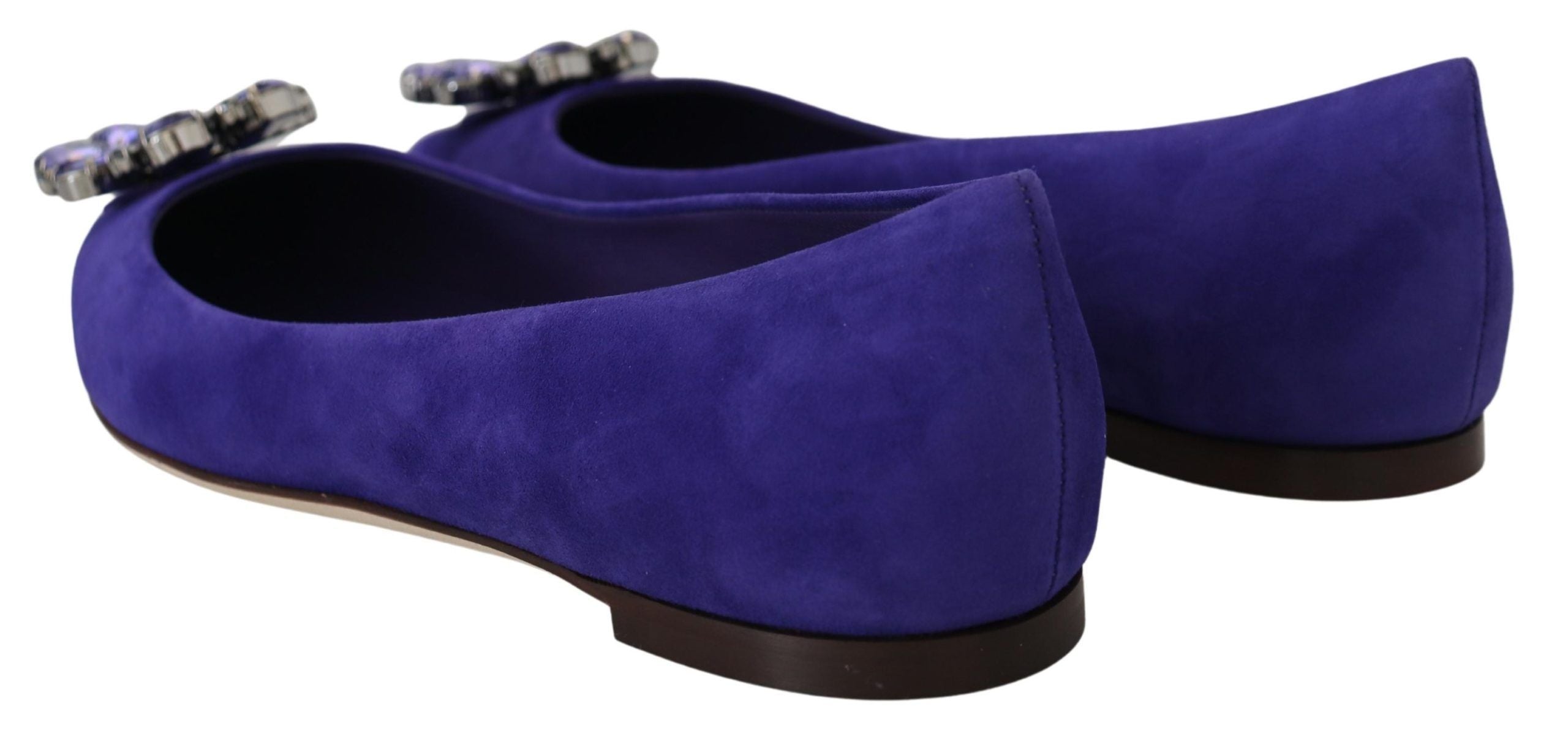 Dolce &amp; Gabbana – Verzierte Ballerinas aus lila Wildleder mit Kristallen