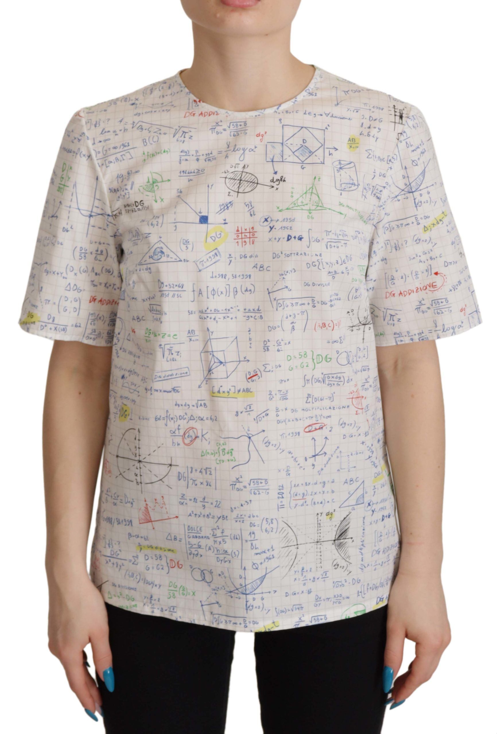 Dolce &amp; Gabbana – Baumwoll-T-Shirt mit Rundhalsausschnitt und Algebra-Print
