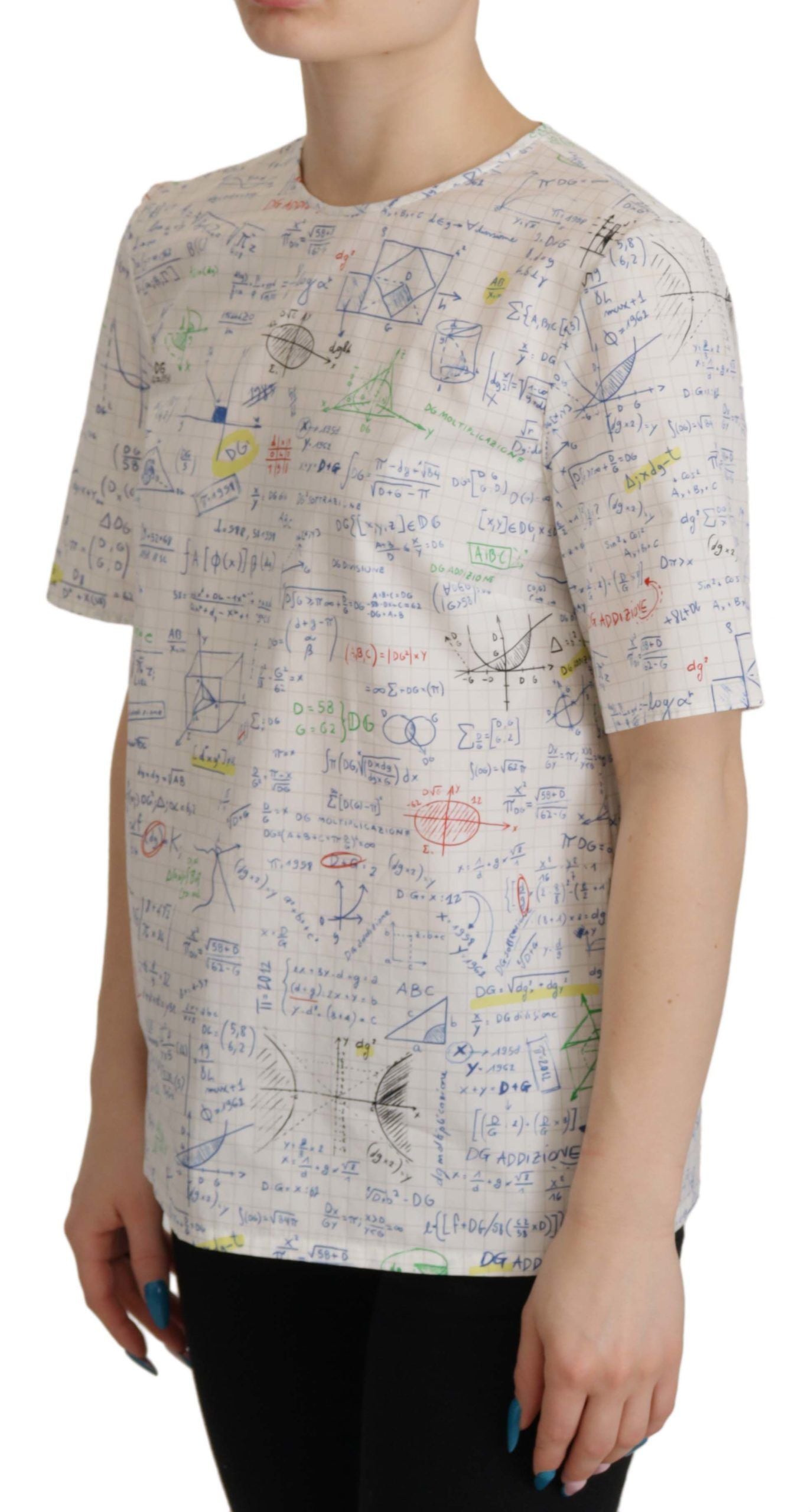 Dolce &amp; Gabbana – Baumwoll-T-Shirt mit Rundhalsausschnitt und Algebra-Print