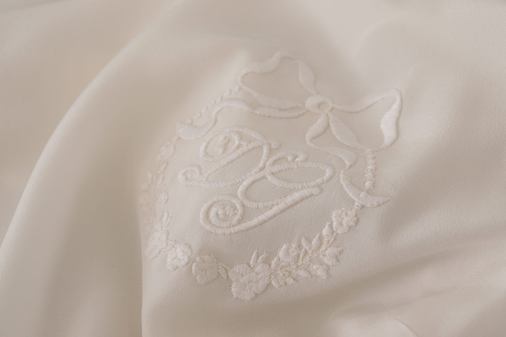 Dolce & Gabbana White Silk DG Logo Embroidered Long Sleeves Blouse