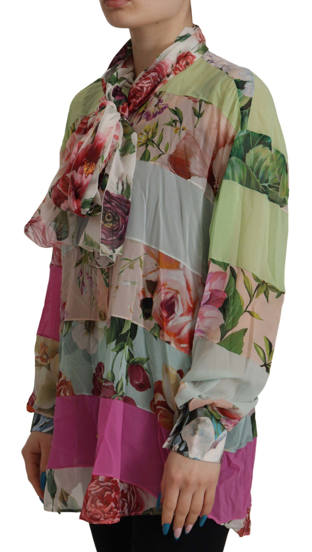Dolce &amp; Gabbana Elegante Seidenbluse mit floralem Patchwork