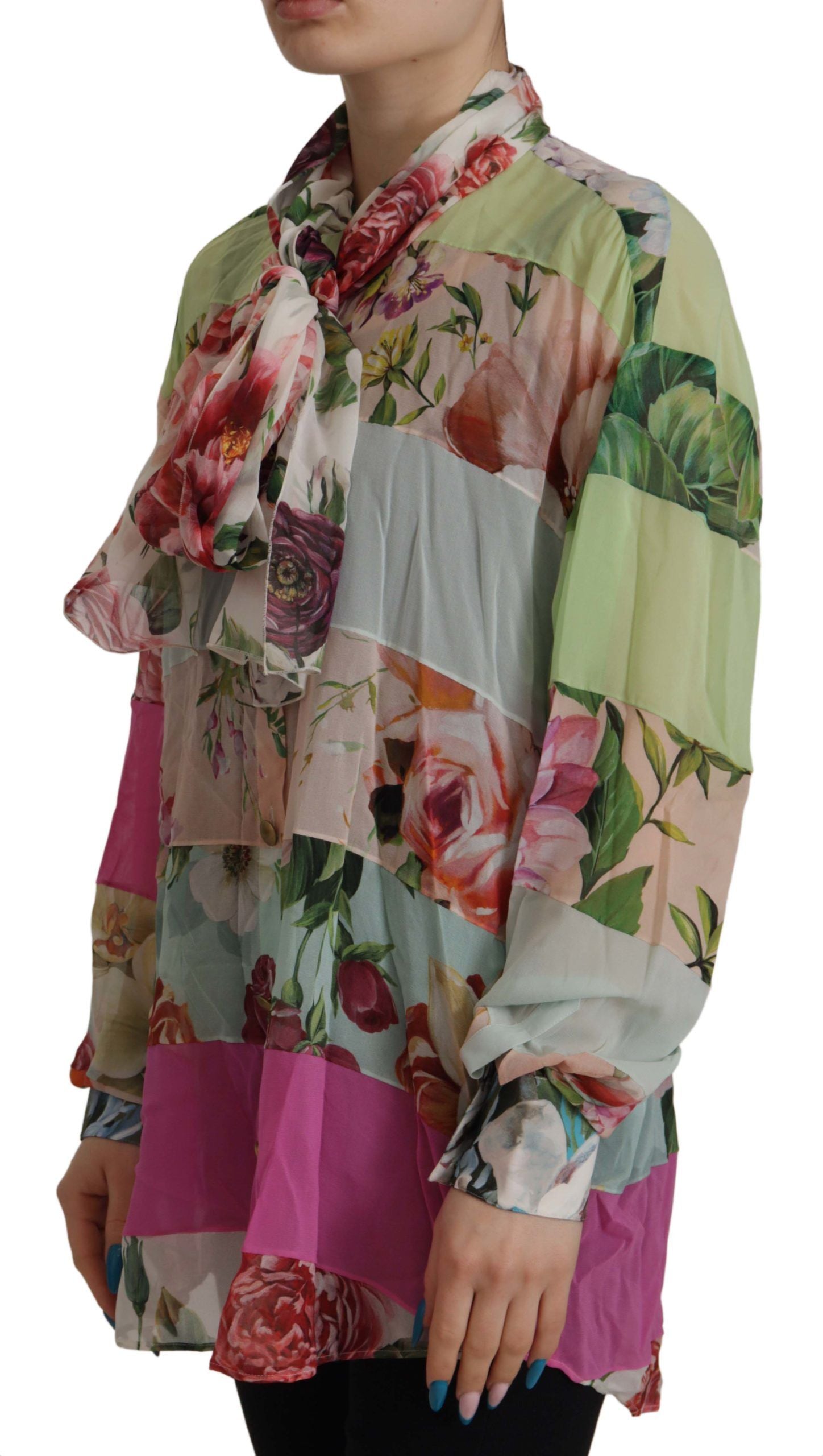 Dolce &amp; Gabbana Elegante Seidenbluse mit floralem Patchwork