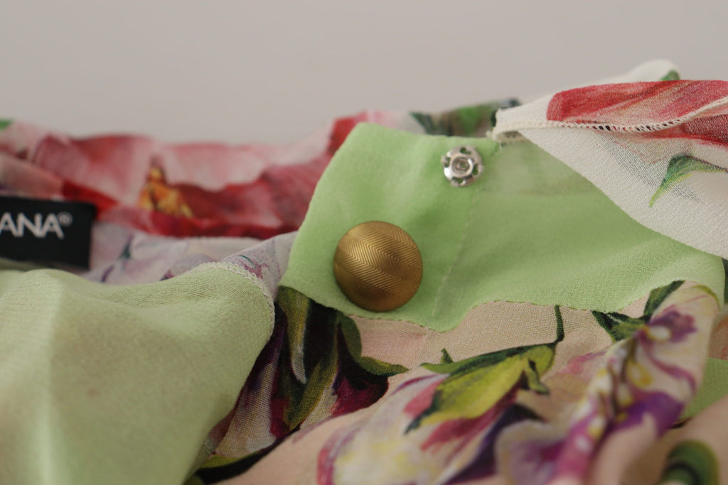 Dolce &amp; Gabbana Elegante Seidenbluse mit floralem Patchwork