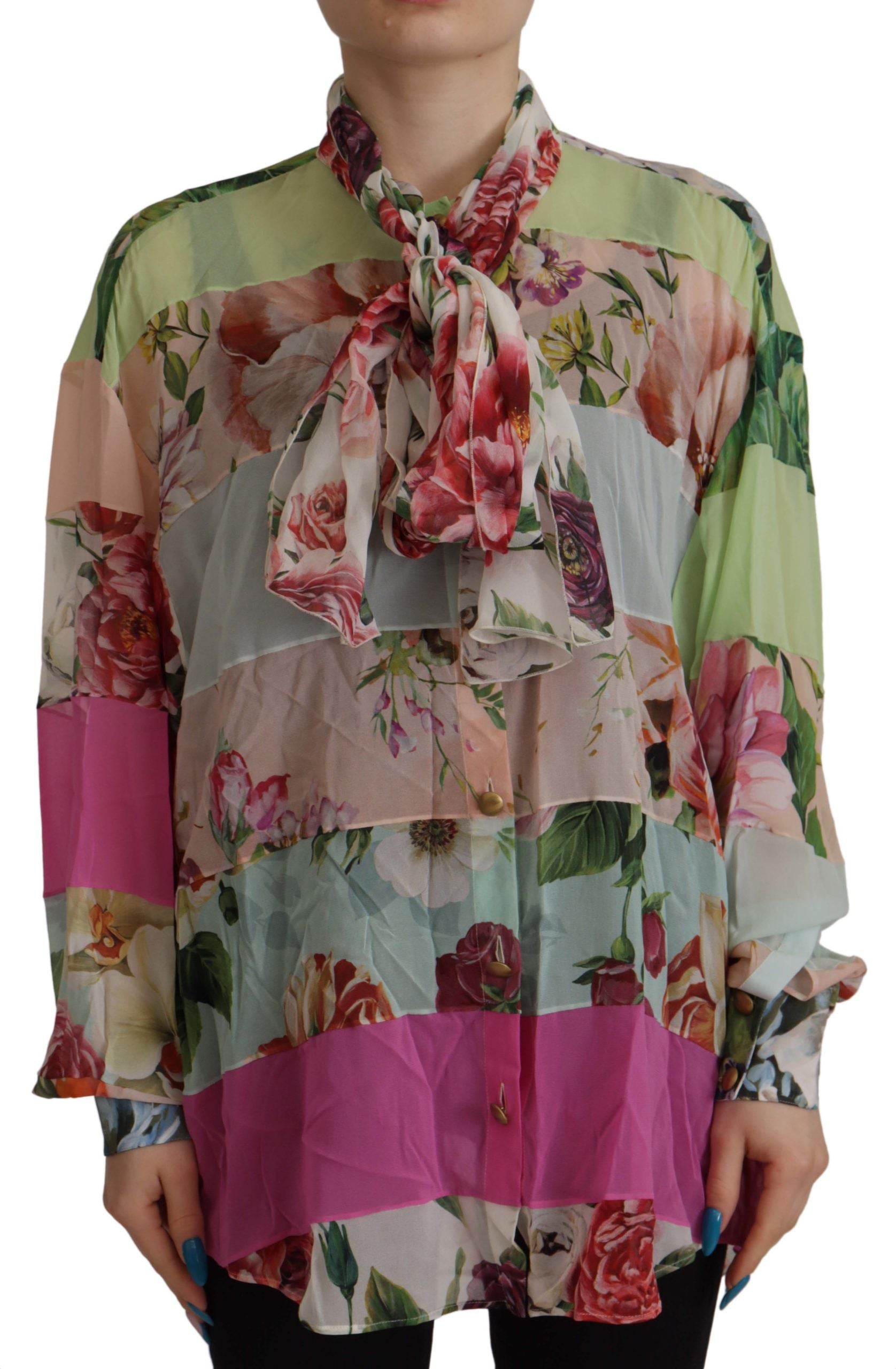 Dolce &amp; Gabbana Elegante Seidenbluse mit floralem Patchwork