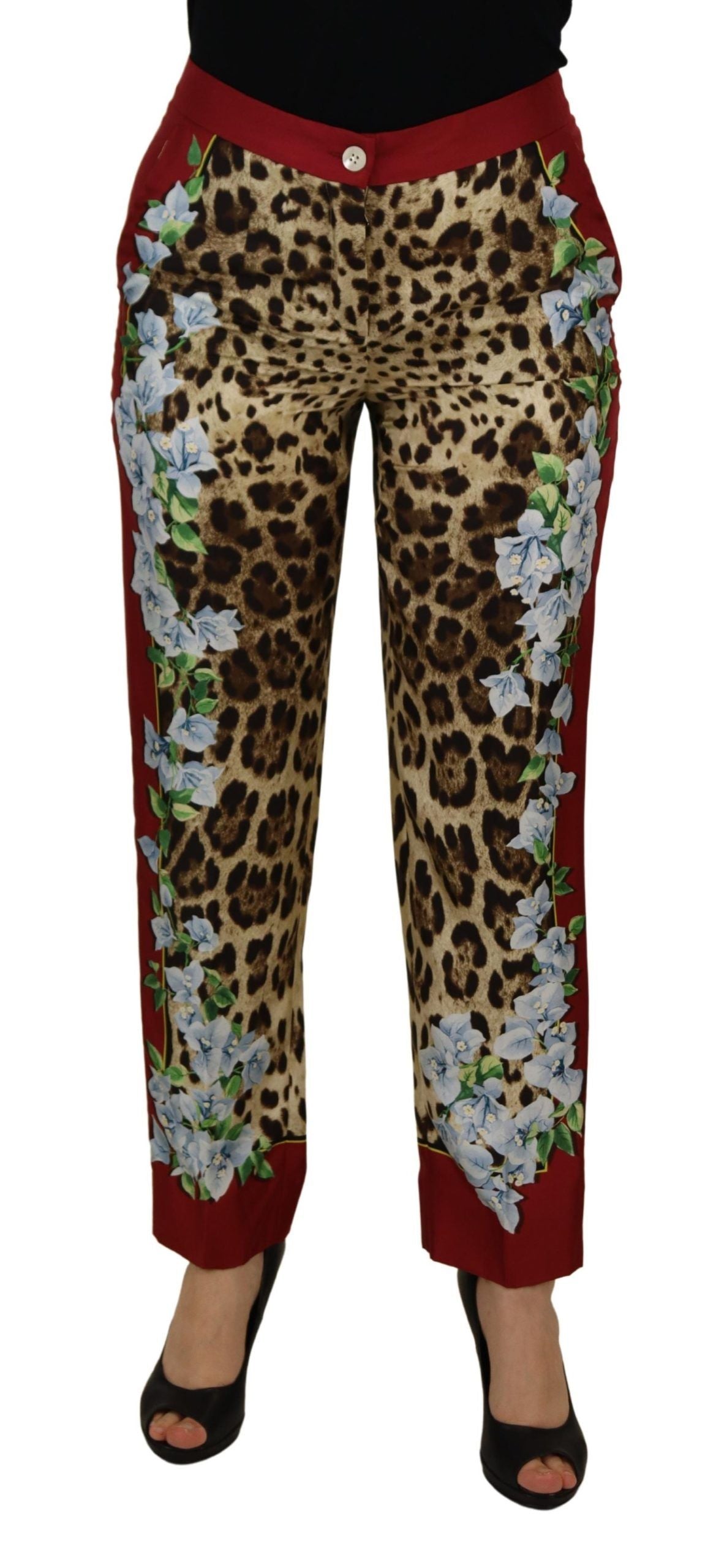 Dolce &amp; Gabbana Elegante mehrfarbige Seidenhose mit hoher Taille