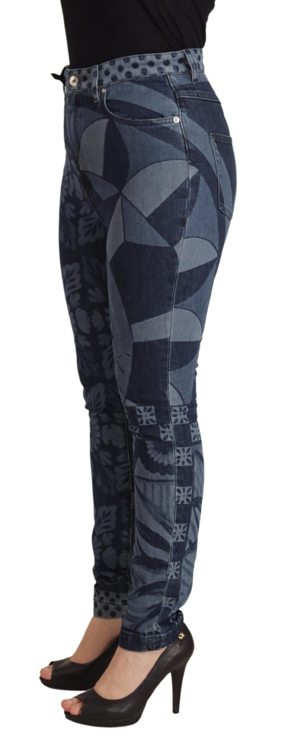 Dolce &amp; Gabbana Elegante Skinny Jeans mit Blumenmuster und hoher Taille