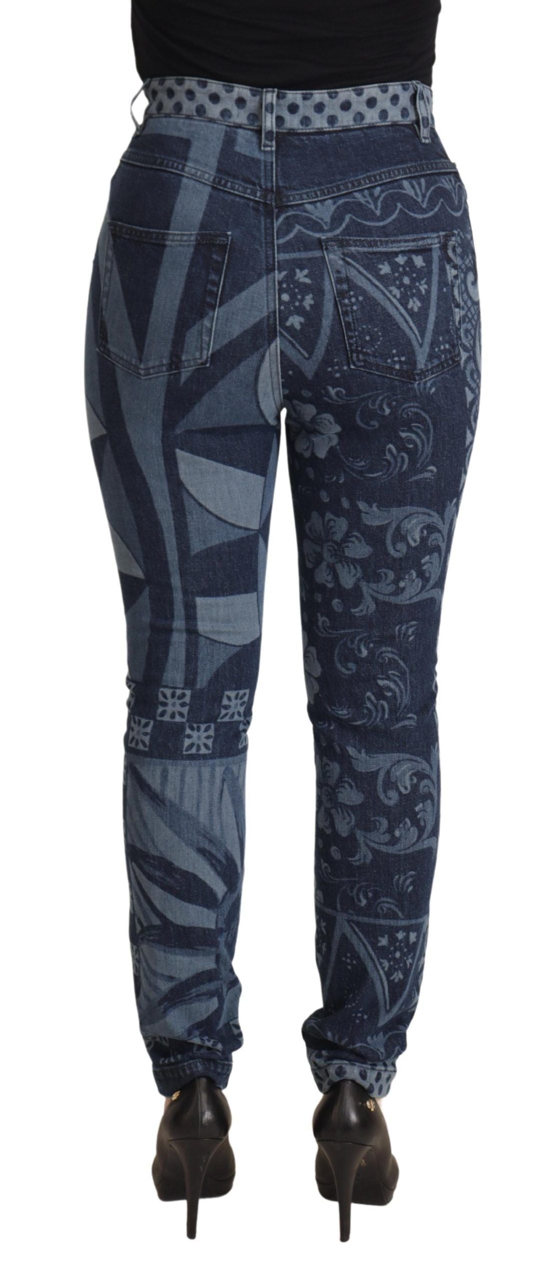 Dolce &amp; Gabbana Elegante Skinny Jeans mit Blumenmuster und hoher Taille