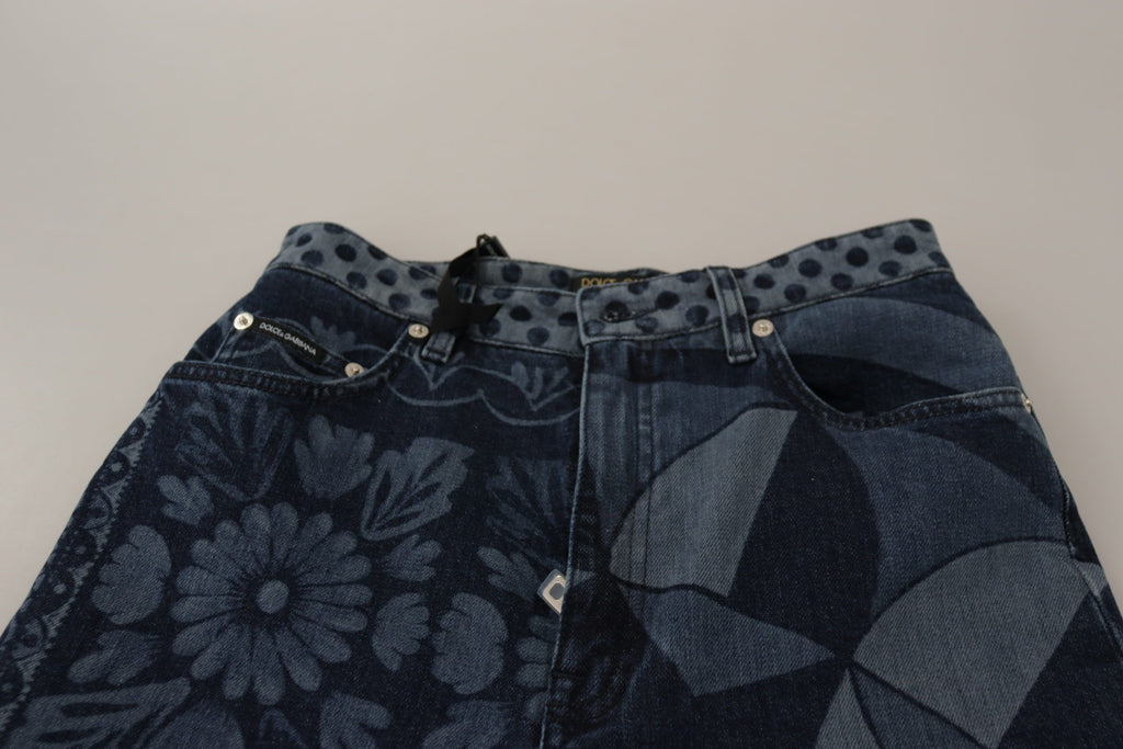 Dolce &amp; Gabbana Elegante Skinny Jeans mit Blumenmuster und hoher Taille