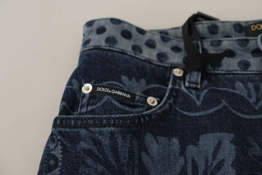 Dolce &amp; Gabbana Elegante Skinny Jeans mit Blumenmuster und hoher Taille