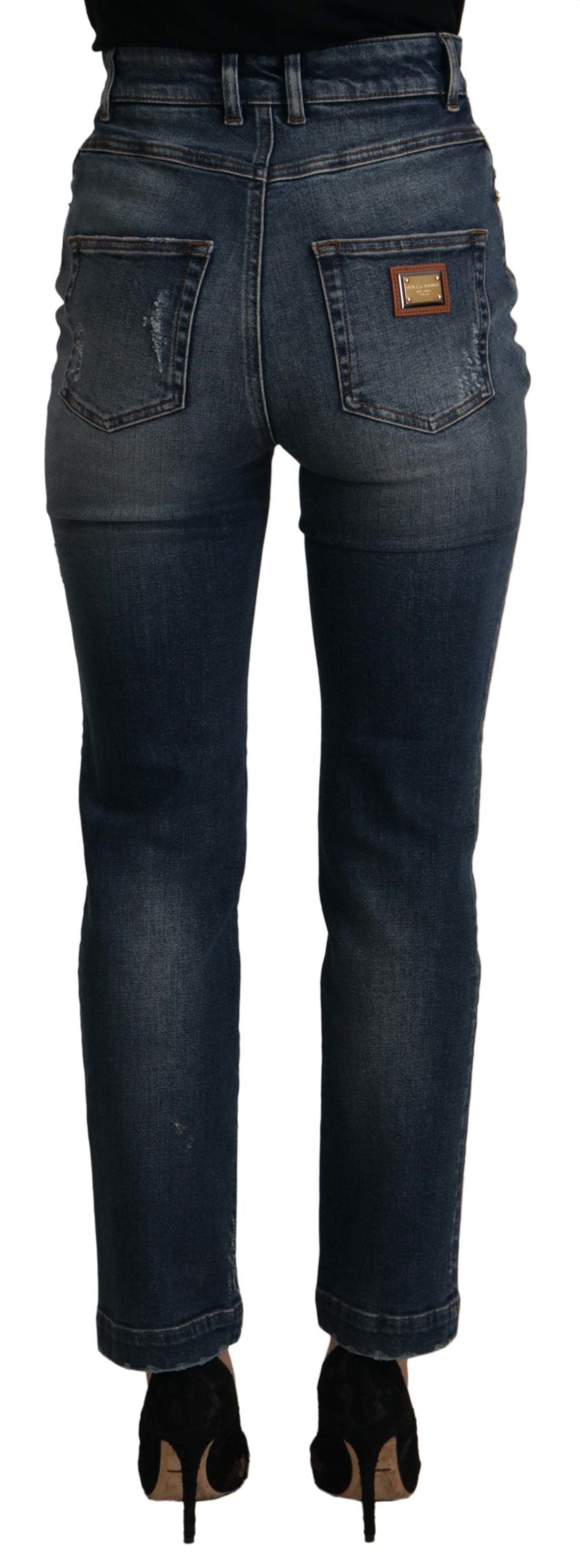 Dolce &amp; Gabbana – Designer-Skinny-Jeans mit hoher Taille in Blau